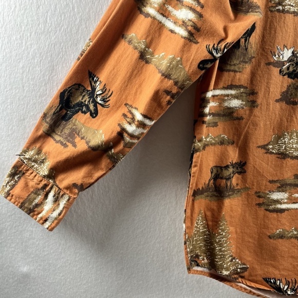 Outdoor Life Men's Elk Theme Button Down Long Sleeve 100% Cotton Sz Medium - Picture 2 of 10